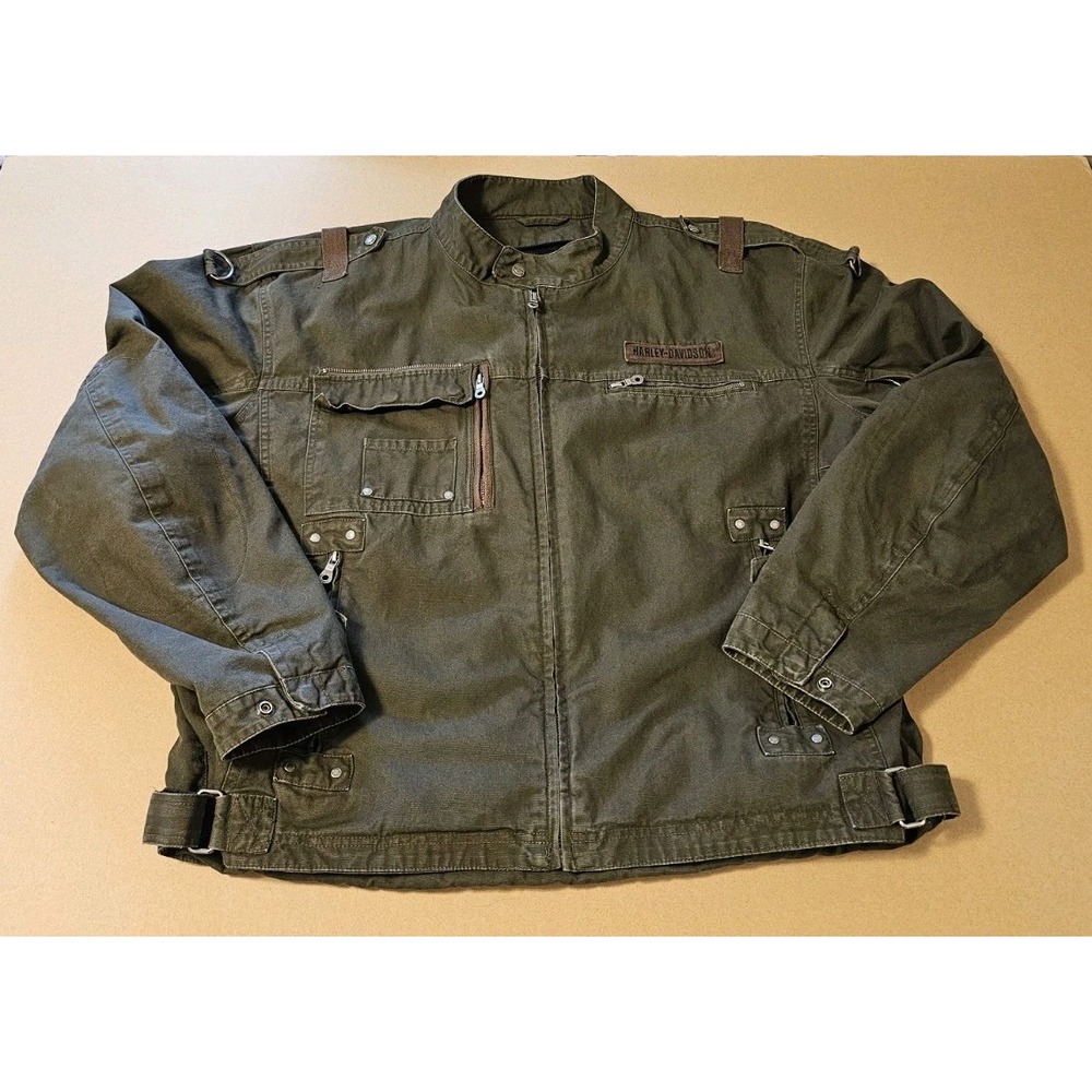 Harley Davidson Highway Riding Jacket Mens 3XL Green Canvas 97286-09VM Military